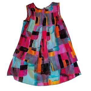 Radzoli Tunic SM Multicolor Mesh Art to Wear Abstract Hippy Indie Boho Festival